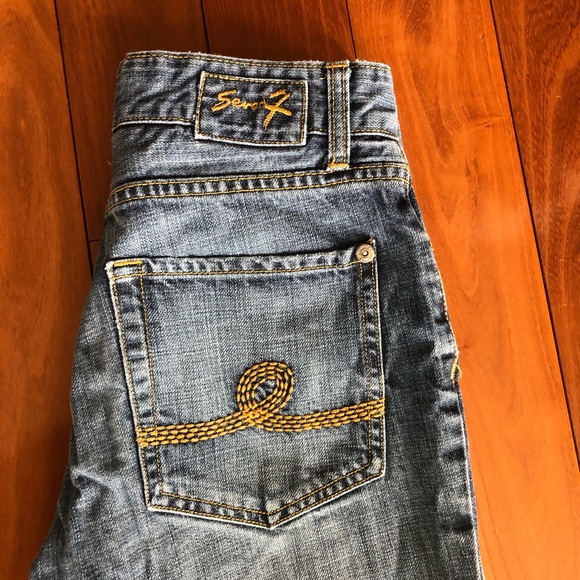 Seven 7 Jeans Blue Denim Fashion Designer Sz 28 x 32 Straight  fit - Picture 2 of 5